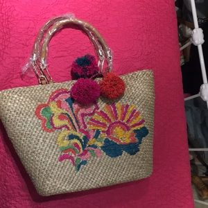 Trina Turk lined straw purse